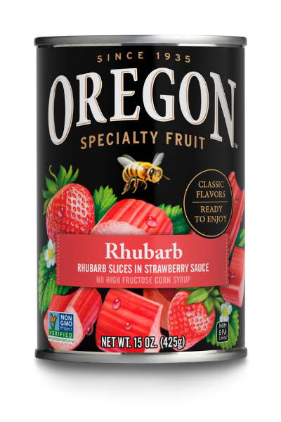 Canned rhubarb in strawberry sauce