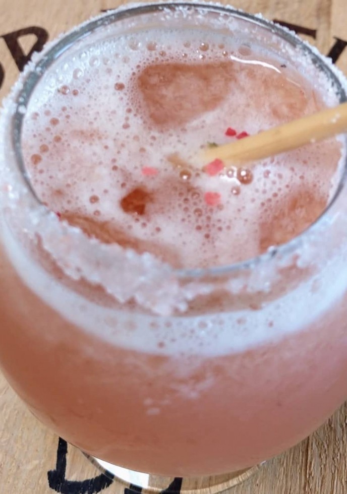 Pink Peppercorn Rhubarb In Strawberry Sauce Margarita