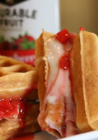 Strawberry Brie and Ham Waffle Sandwich