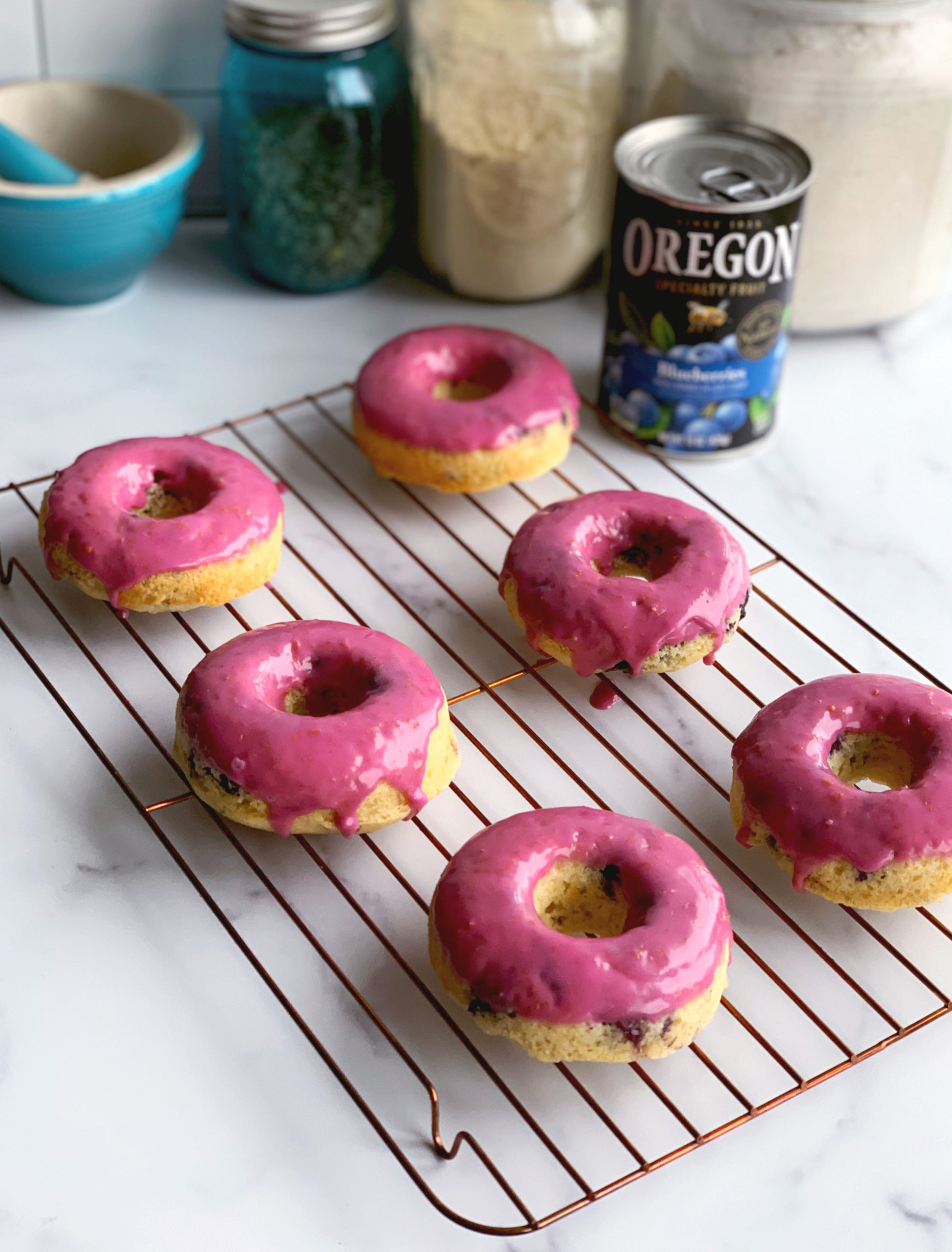 Blueberry Lemon Baked Donuts With Blueberry Glaze